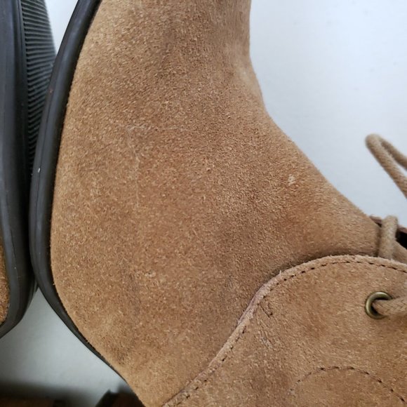 LUCKY BRAND Tan Suede Unitas Heel Ankle Booties Sz 7.5 - Picture 9 of 15